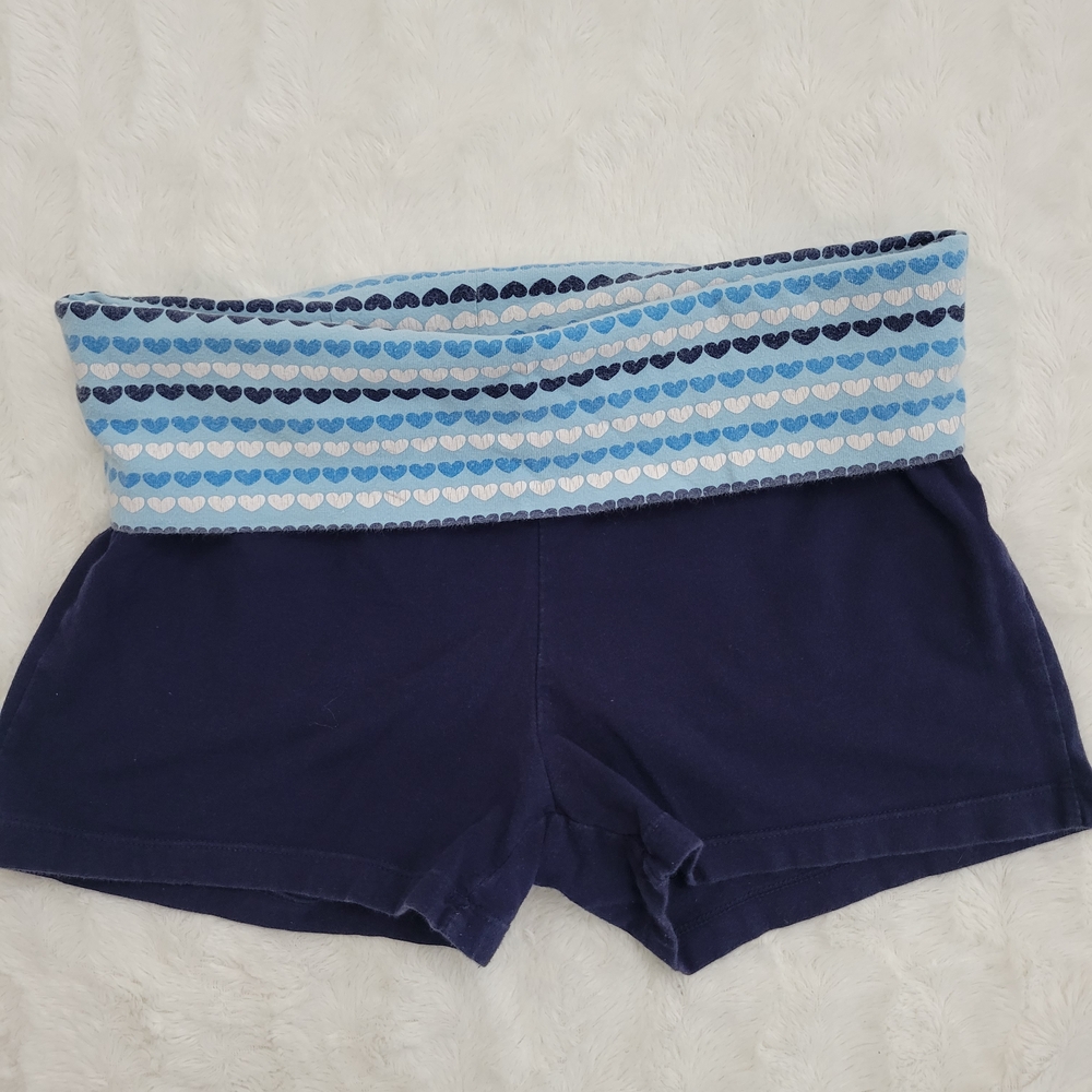 Women's Navy Shorts with Heart Pattern Waistband